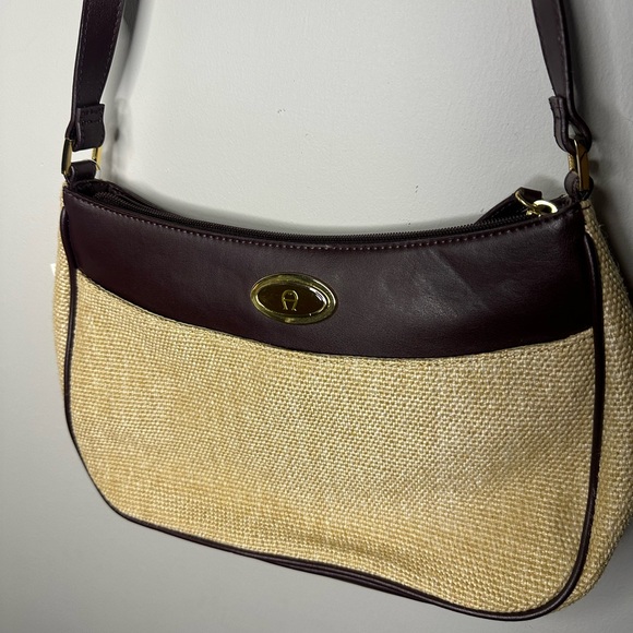 ✨Etienne Aigner Nwt! Medium size Woven Jute bag with Brown leather exterior ✨vtg - Picture 2 of 6